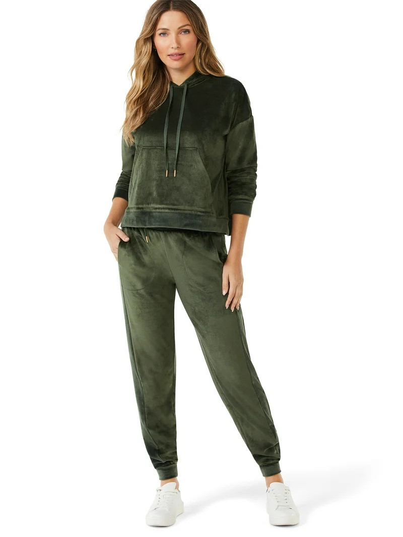 Sofia Intimates by Sofia Vergara Women's and Women's Plus Size Cropped Hoodie and Jogger Pants Se... | Walmart (US)