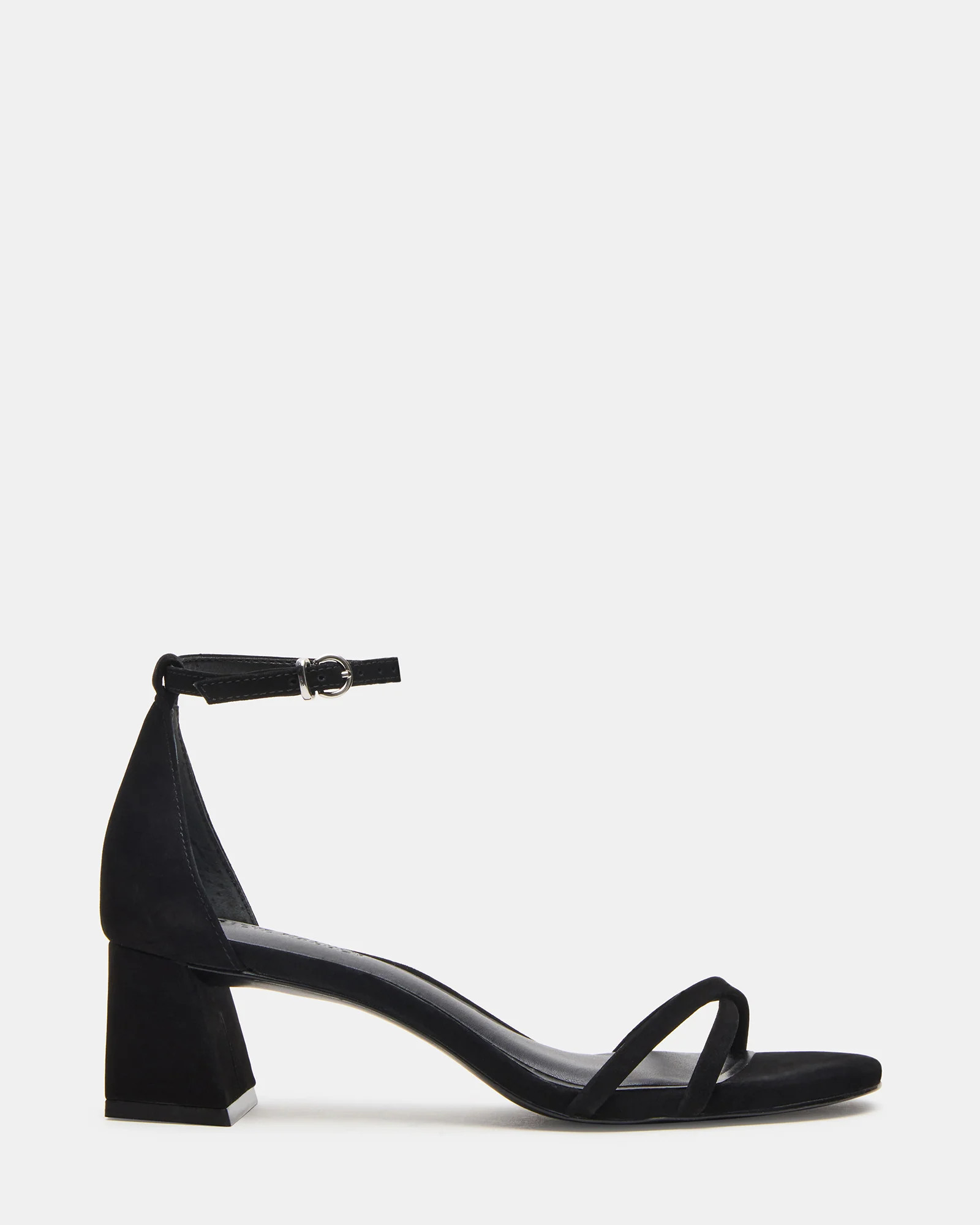 Steve Madden Women's Rae Block Heel Sandals - Black Nubuck - Size 9.5 - Leather | Steve Madden (US)