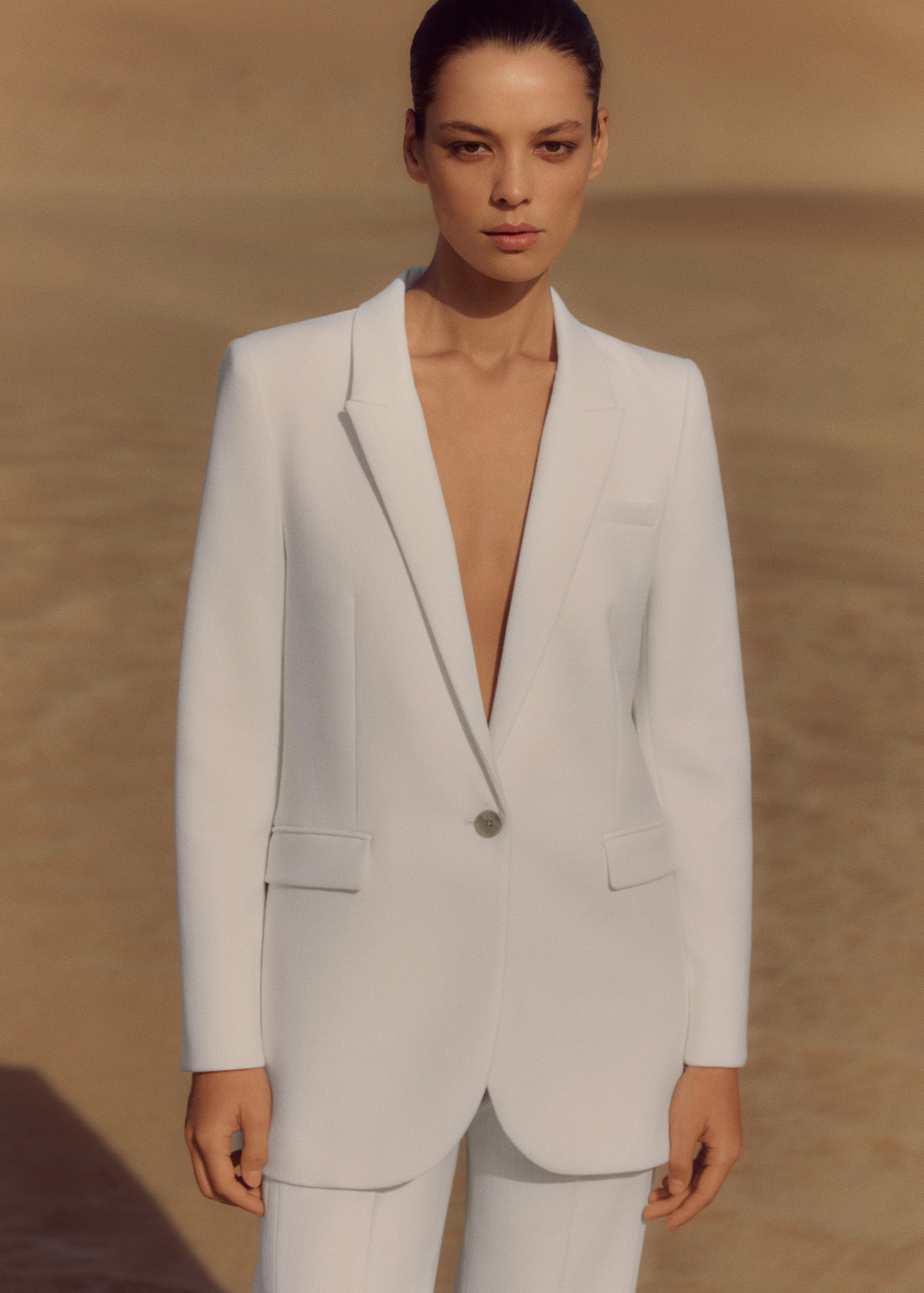 Women's White Tux Bracelet Sleeve Blazer | ME+EM | ME+EM Global (Excluding US)