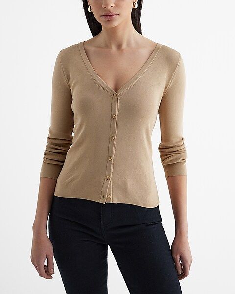 Silky Soft Fitted V-Neck Cardigan | Express