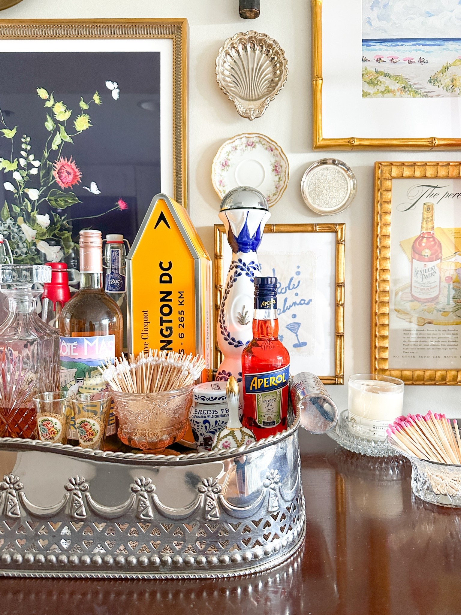 Linking a few similar brushed nickel trays to the one I have on my sideboard, along with links to other bar cart and gallery wall favorites you see here 🤍

#LTKHome