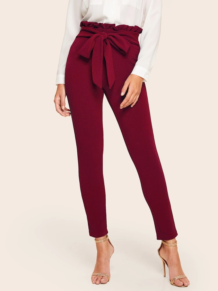SHEIN privé Paperbag Waist Form Fitted Pants | SHEIN