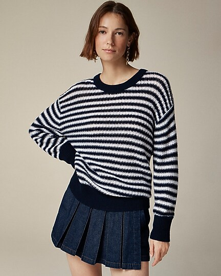 Cashmere relaxed crewneck sweater in stripe | J. Crew US