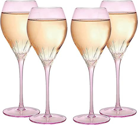 Parisian Performance Glassware French Paris Collection Crystal Pink Glasses, Red & White Wines - ... | Amazon (US)