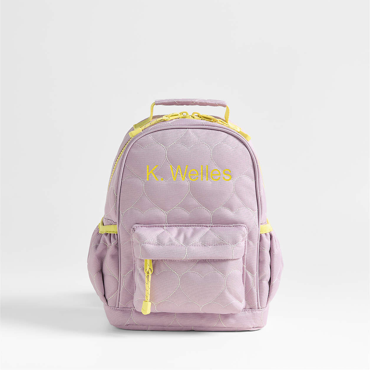 Quilted Purple Heart Small Kids Backpack with Side Pockets | Crate & Kids | Crate & Barrel