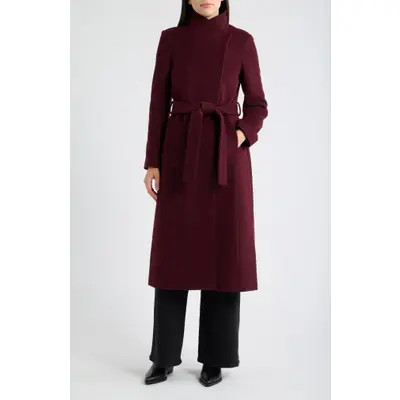 Sam Edelman Stand Collar Wrap Coat in Black at Nordstrom, Size 14 | Nordstrom