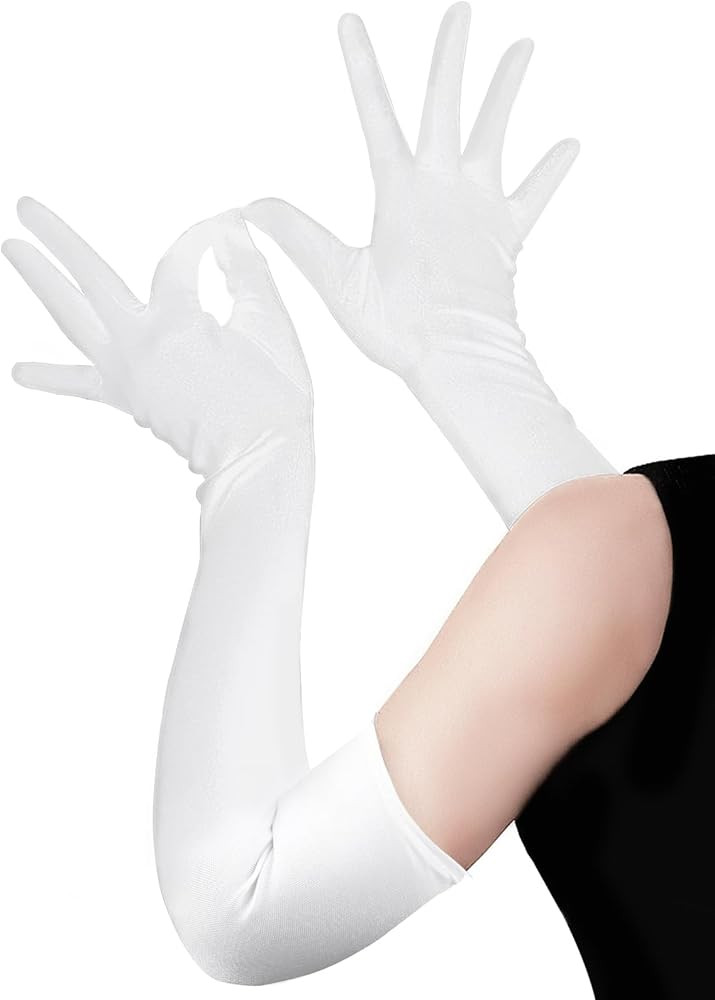 Satin Gloves Elbow Length Women Long Gloves 1920s Flapper Opera Evening Party Dance Gloves Weddin... | Amazon (US)