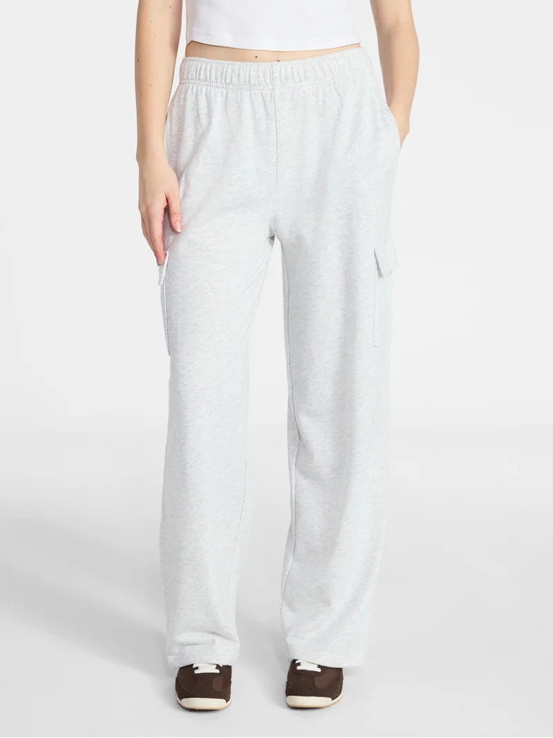 No Boundaries French Terry Cargo Pants, 30" Inseam, Women's XXS-XXL | Walmart (US)