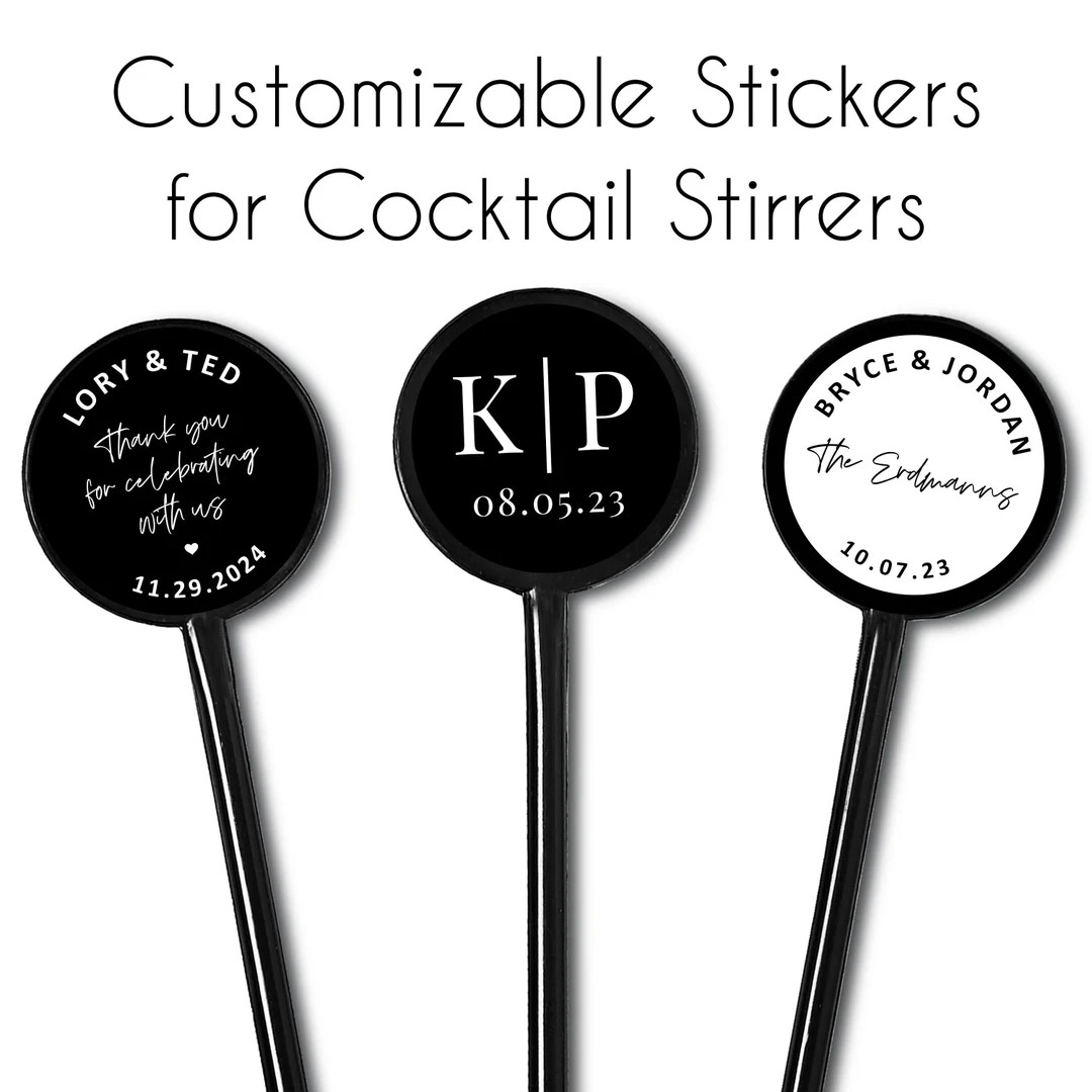 Custom Stir Stick Stickers for Cocktail Drink Stirrers Personalized Drink Stirrers Labels - Etsy | Etsy (US)