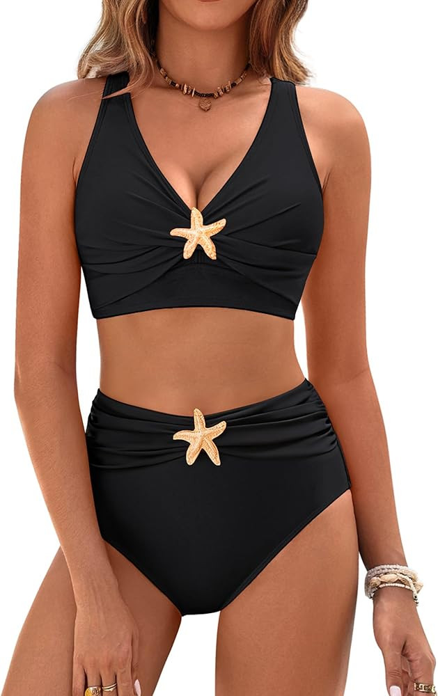 BMJL High Waisted Bikini Sets Full Coverage Womens Swimsuits Tummy Control Bathing Suit with Adju... | Amazon (US)