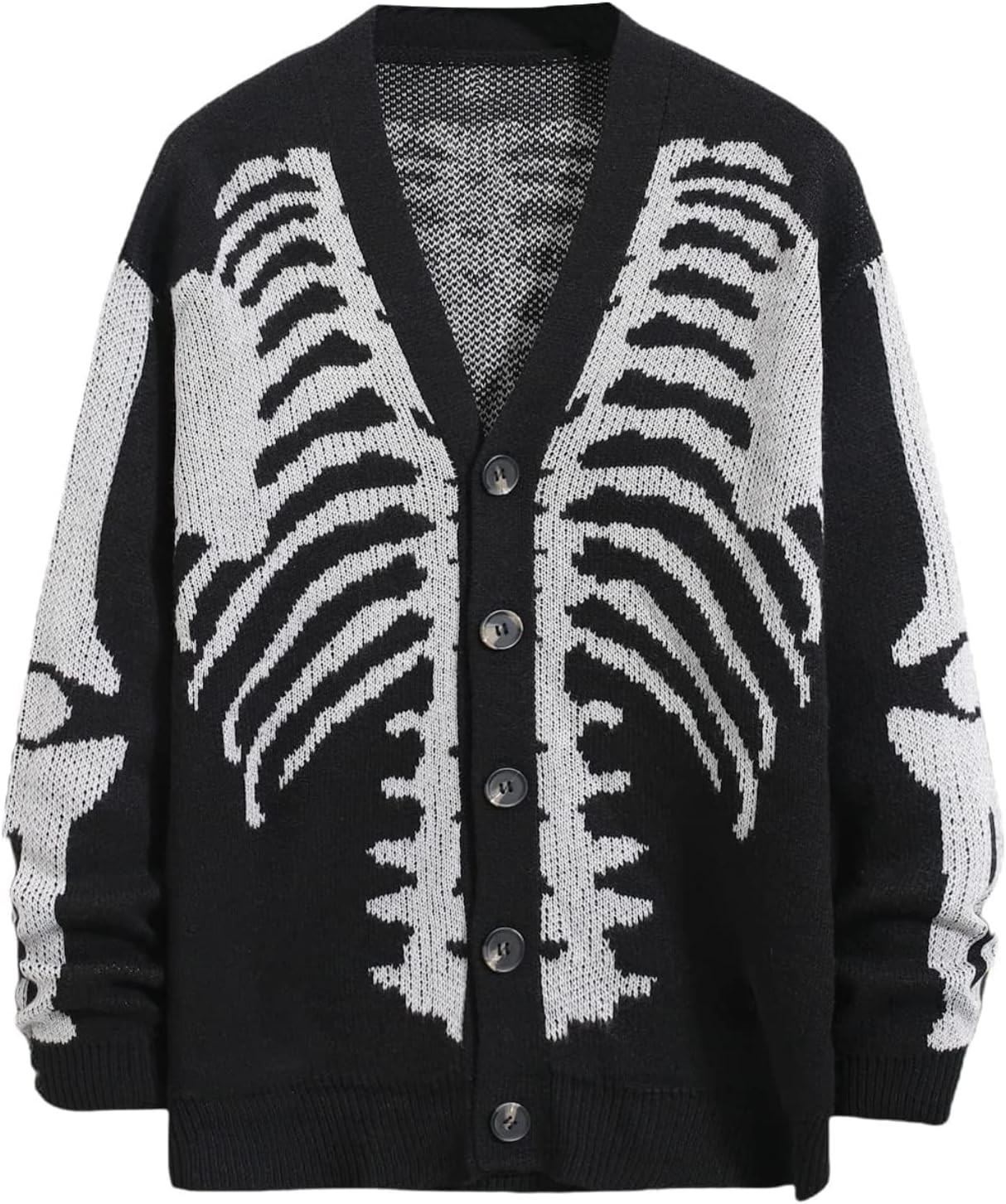 SHENHE Men's Skeleton Pattern Cardigan Long Sleeve Unisex Knitted Sweaters | Amazon (US)