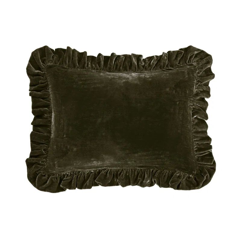 AnelieSolid Faux Silk Velvet Ruffled Romantic Western 16x21 inch Oblong Pillow | Wayfair North America