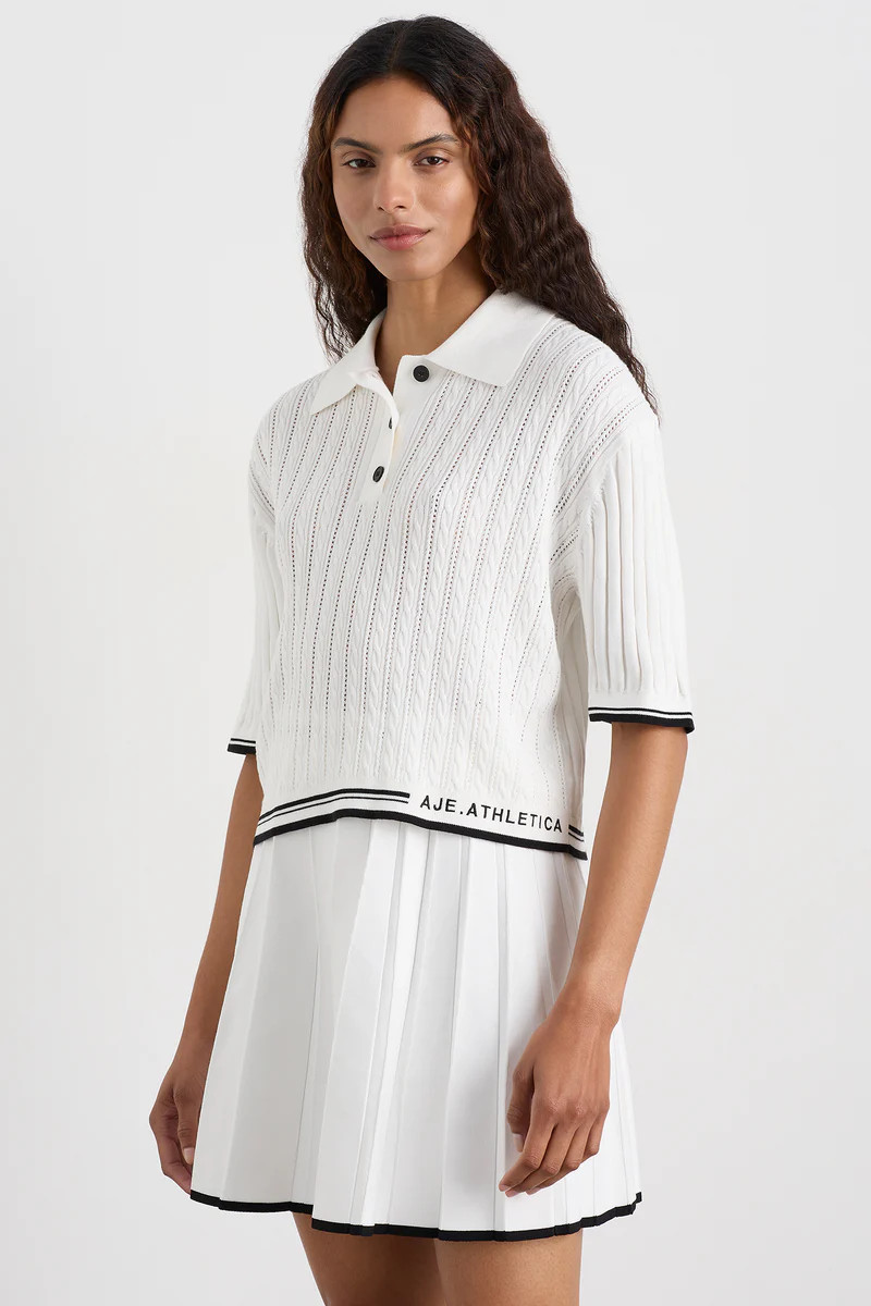 Cropped Knit Polo Shirt 105 | Aje Athletica (Australia)