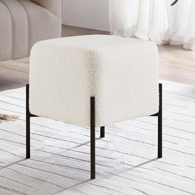 Get Set Style Modern Vanity Stool Chair Boucle Ottoman Stool, Sofa Side Foot Rest, Upholstered Fo... | Amazon (US)