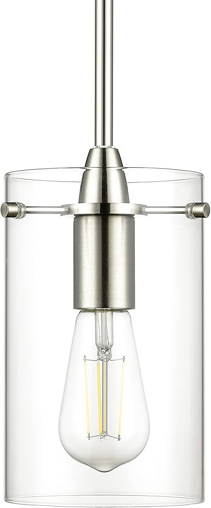 Brushed Nickel Pendant Lights Kitchen Island - Medium Clear Glass Pendant Light Fixture | Amazon (US)