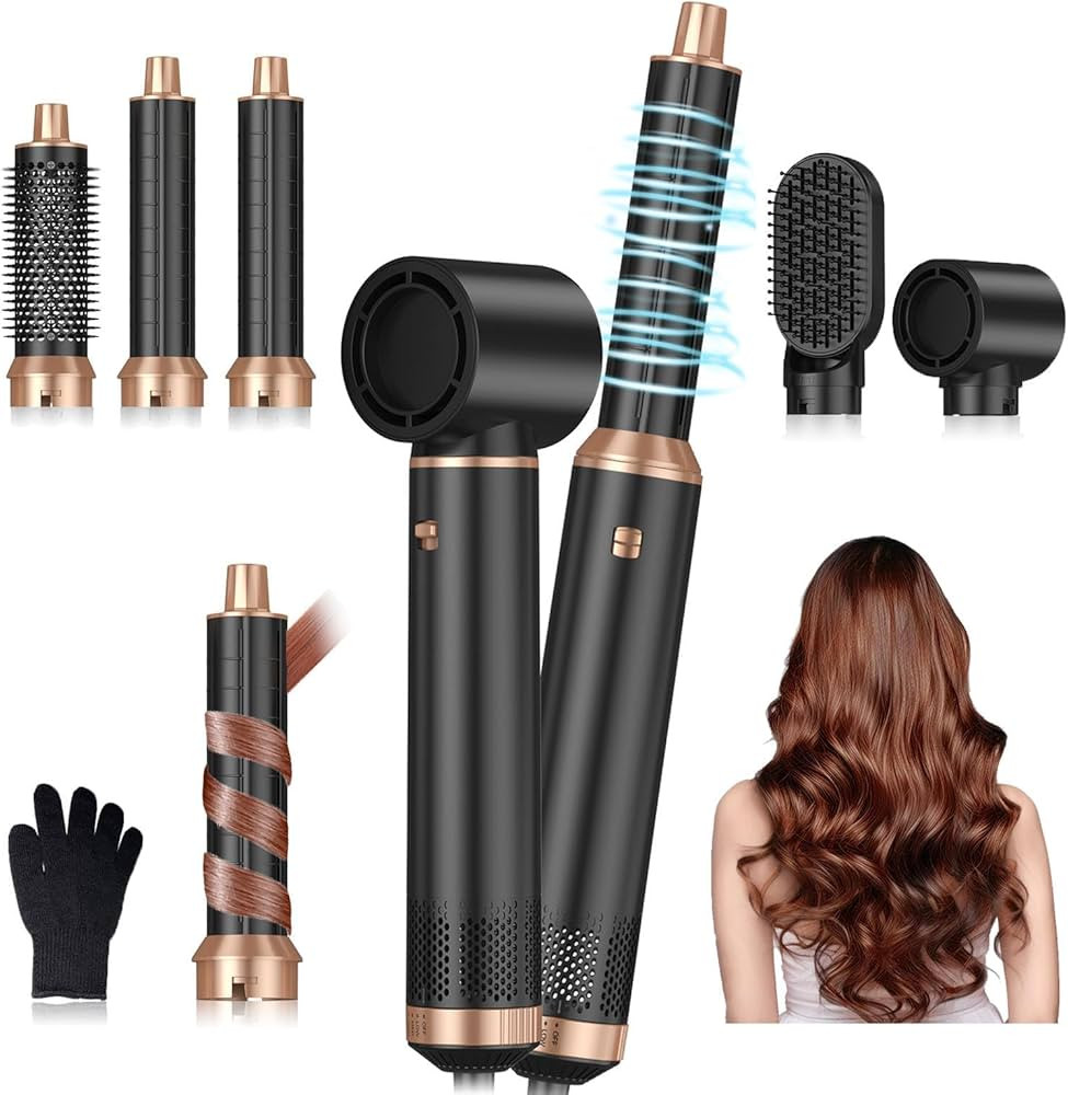 5 in 1 Blow Dryer Brush, Upgrade Hair Dryer Brush Air Curler Air Curling Wrap Styler, Detachable ... | Amazon (US)
