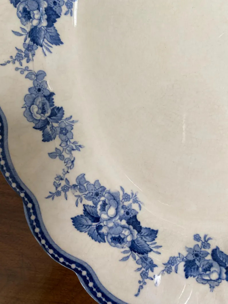 Vintage Blue and White Booths Rosette Silicon China Floral 10.5" Serving Platter - Etsy | Etsy (Global)