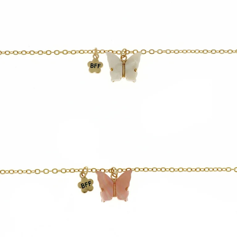 Wonder Nation Kids Butterfly BFF Wear One, Share One Necklace Set, 2 Pack Gold | Walmart (US)
