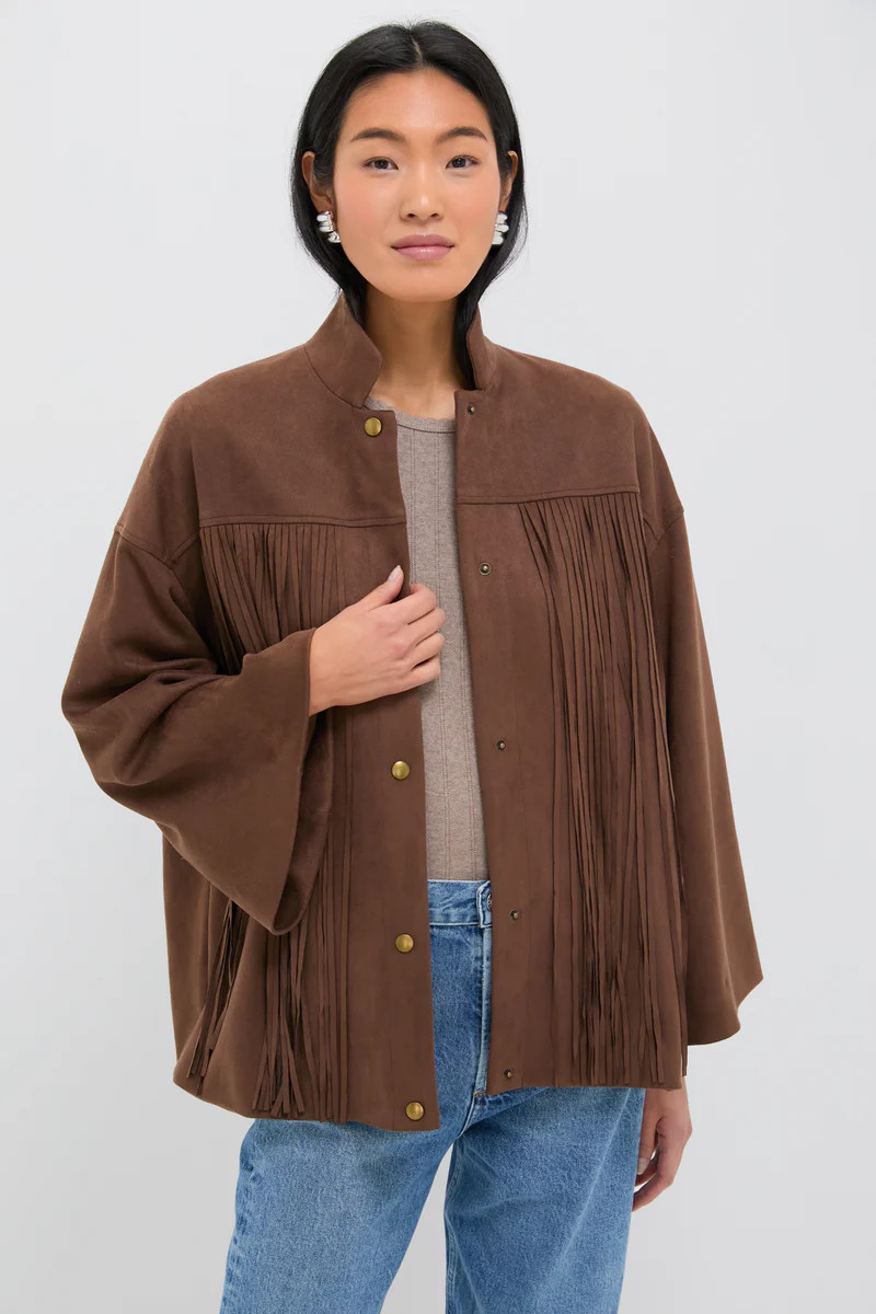 Chocolate Suede Fringe Marant Shirt Jacket | Tuckernuck (US)