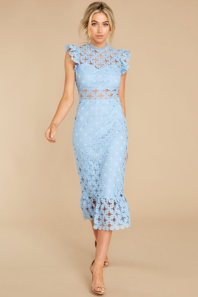 Love's High Hopes Sky Blue Crochet Midi Dress | Red Dress 