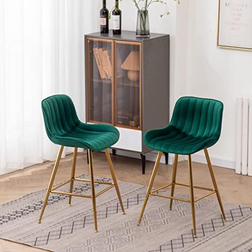 Sidanli Green Velvet Bar Stools-Set of 2, 24 Inch Bar Stools for Kitchen Counter. | Amazon (CA)