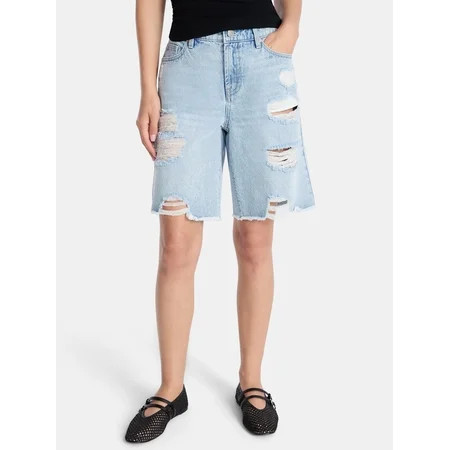 Madden NYC Women’s Distressed Cotton Jorts Sizes XXS-XXL | Walmart (US)