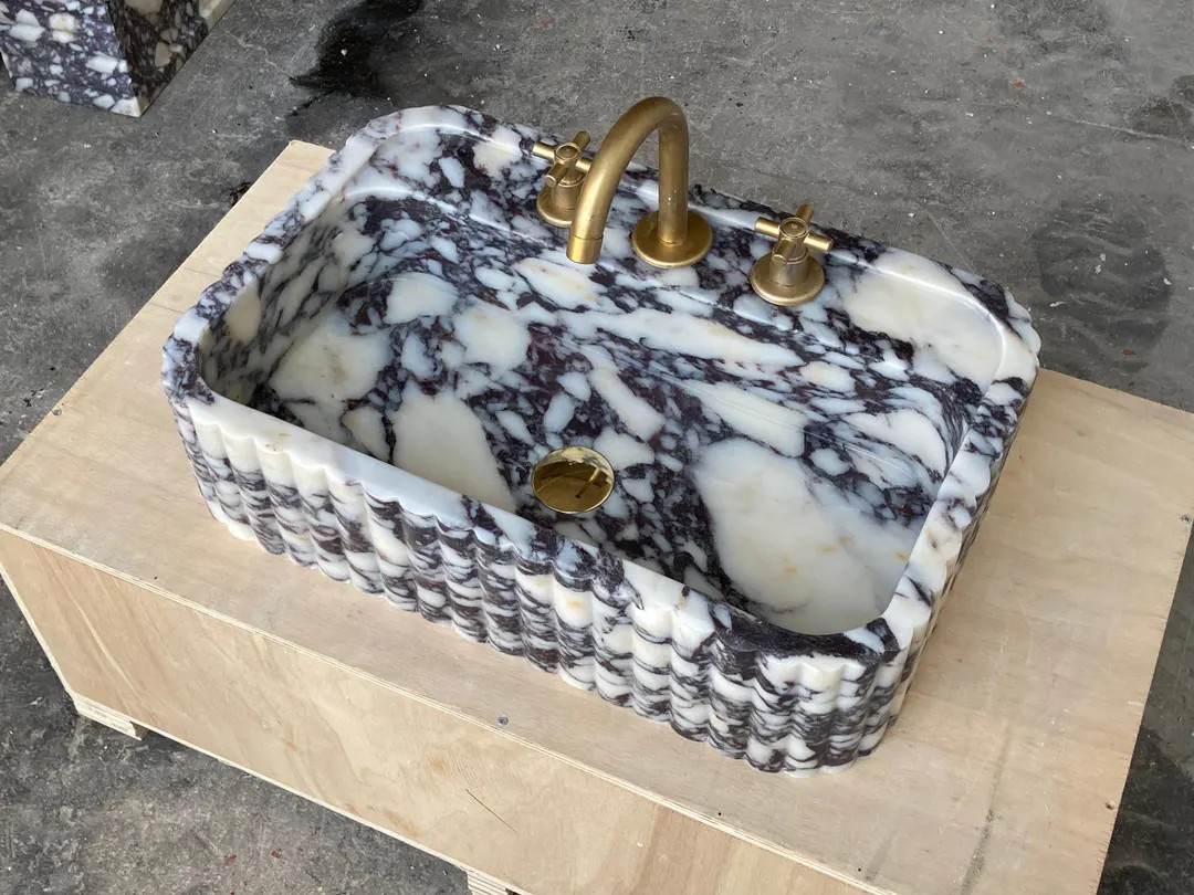 Custom size handcarved calacatta viola marble sink | Etsy (US)