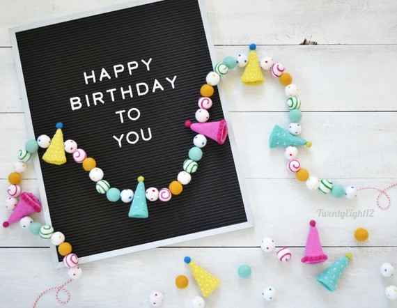 Felt Ball Garland  Birthday Garland Birthday Party | Etsy | Etsy (US)