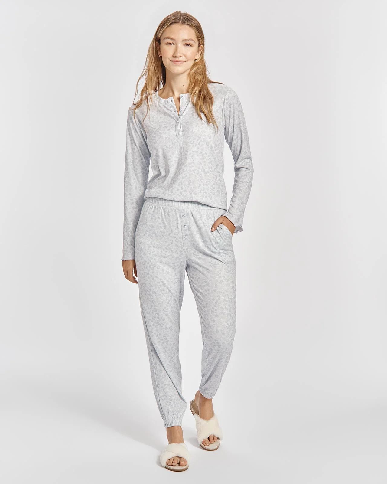 Juno Fuzzy Rib Henley PJ Set | Splendid | Splendid