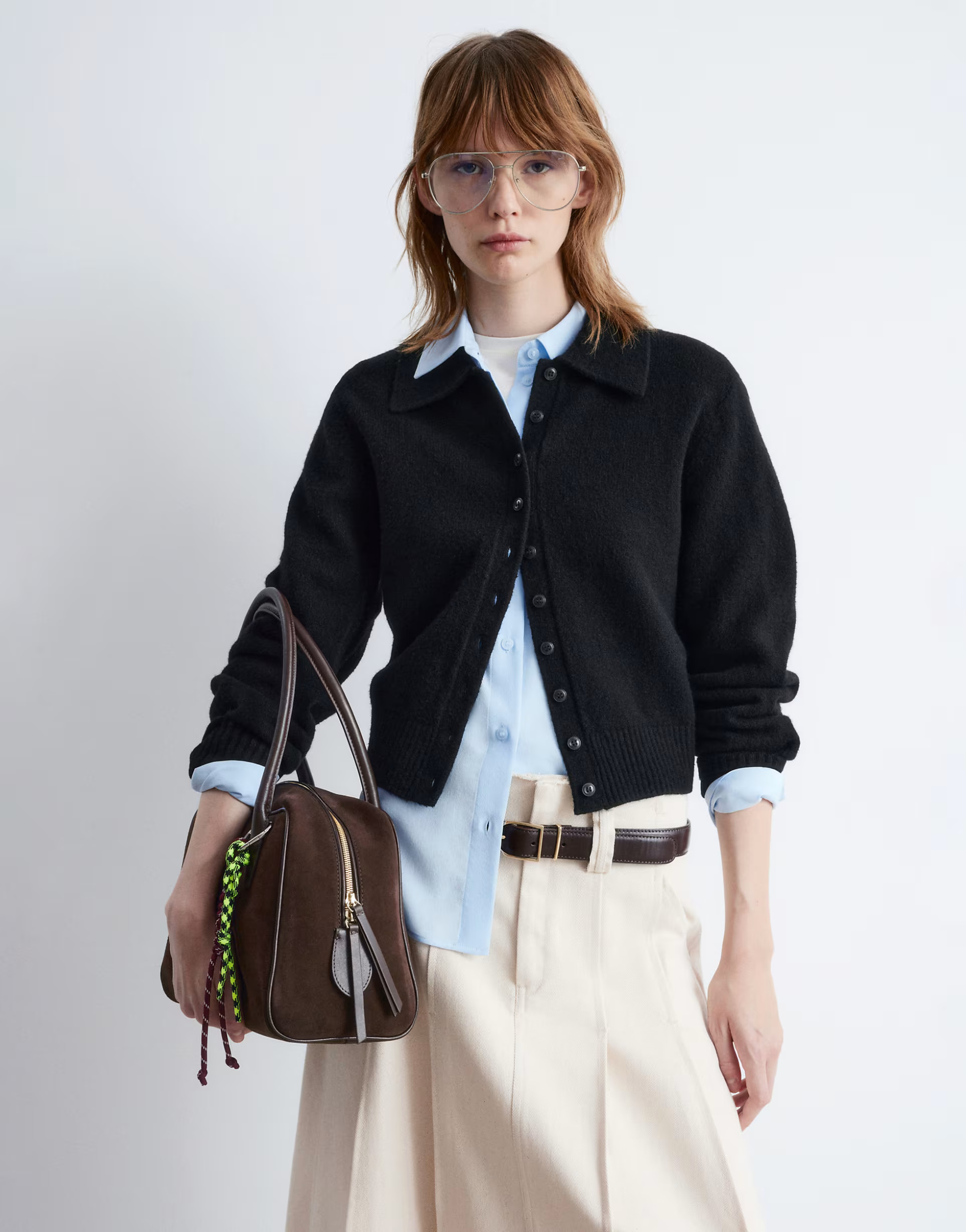 & Other Stories knitted cardigan with collar and button front in black | ASOS | ASOS (Global)