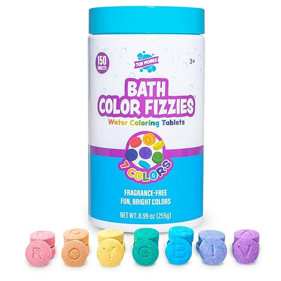 Tub Works® Bath Color Fizzies, 150 Count | Nontoxic & Fragrance-Free | Fizzy, Bath Color Tablets... | Amazon (US)