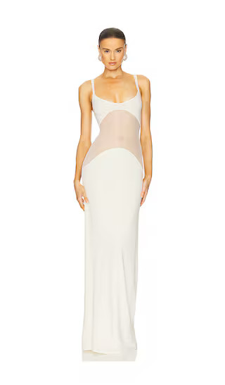 Sheer Knit Curve Maxi Dress in Vanilla | Revolve Clothing (Global)