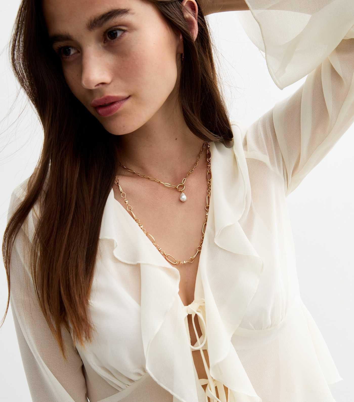 Cream Ruffle Tie Front Top 
						
						Add to Saved Items
						Remove from Saved Items | New Look (UK)