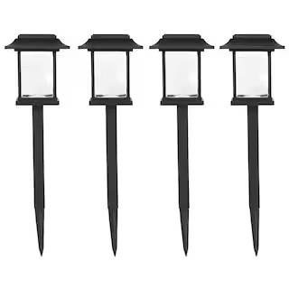 Hampton Bay Melrose 10 Lumen Black LED Weather Resistant Outdoor Solar Path Light with Plastic Le... | The Home Depot