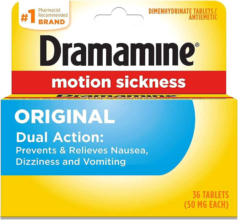 Dramamine Motion Sickness Relief, Original Formula, 36 Count (Pack of 2) | Amazon (US)