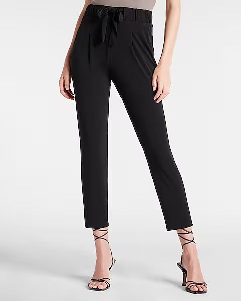 Mid Rise Sash Tie Paperbag Ankle Pant | Express