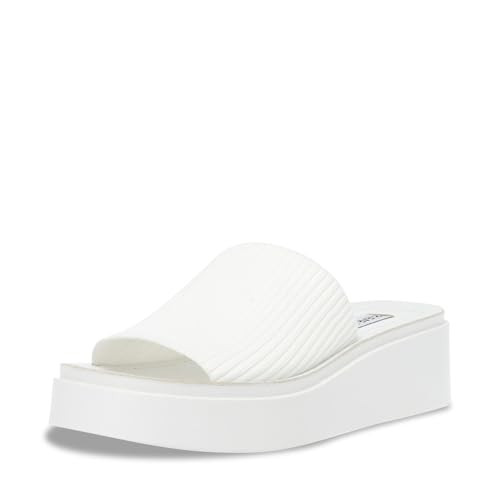 Steve Madden Women's Balanced Slide Sandal, White, 9.5 | Amazon (US)