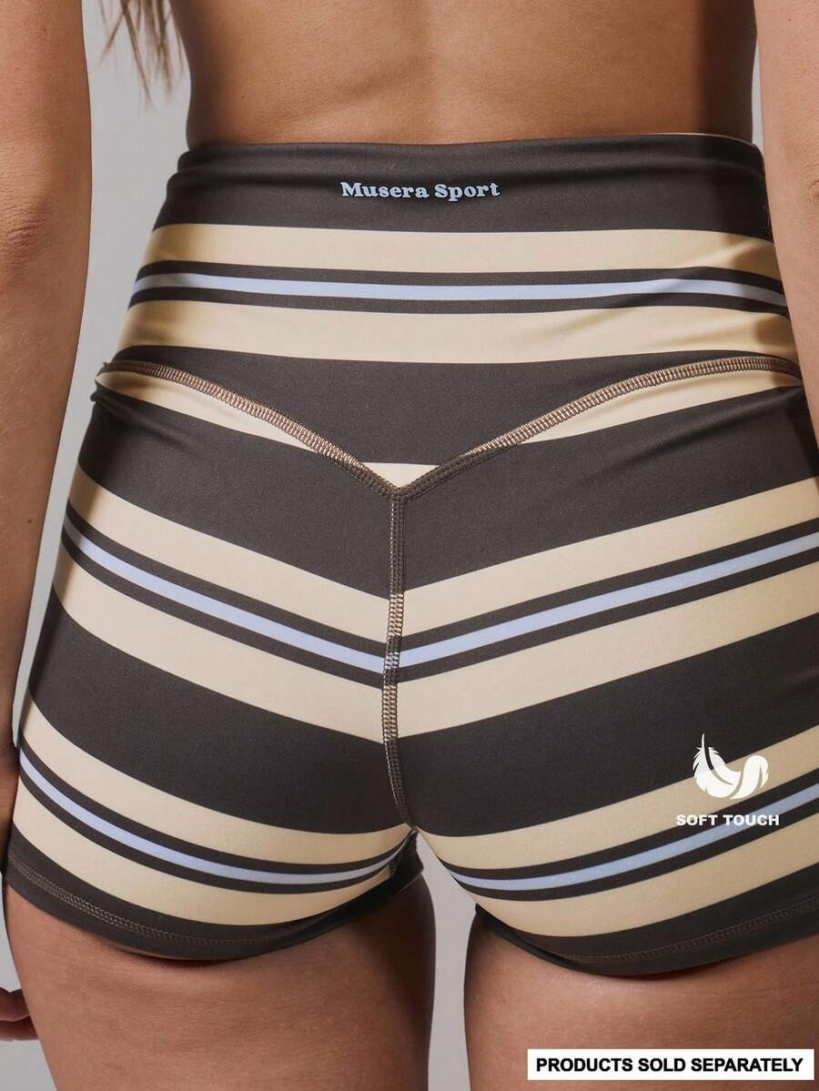 Musera Sport Stripe High Waist Active Shorts Only Active Workout Gym Cute Pilates Fitness Daily G... | SHEIN