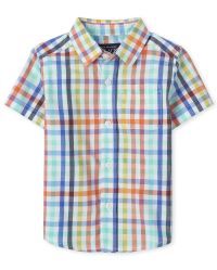 Baby And Toddler Boys Short Sleeve Plaid Poplin Button Down Shirt | The Children's Place