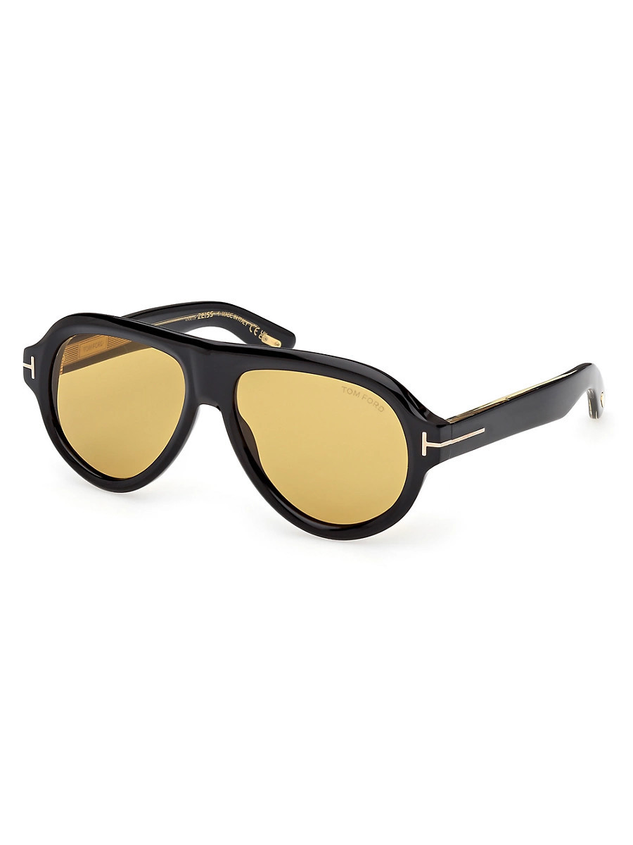 Men's TOM FORD ICON 59MM Pilot Sunglasses - Black Yellow | Saks Fifth Avenue