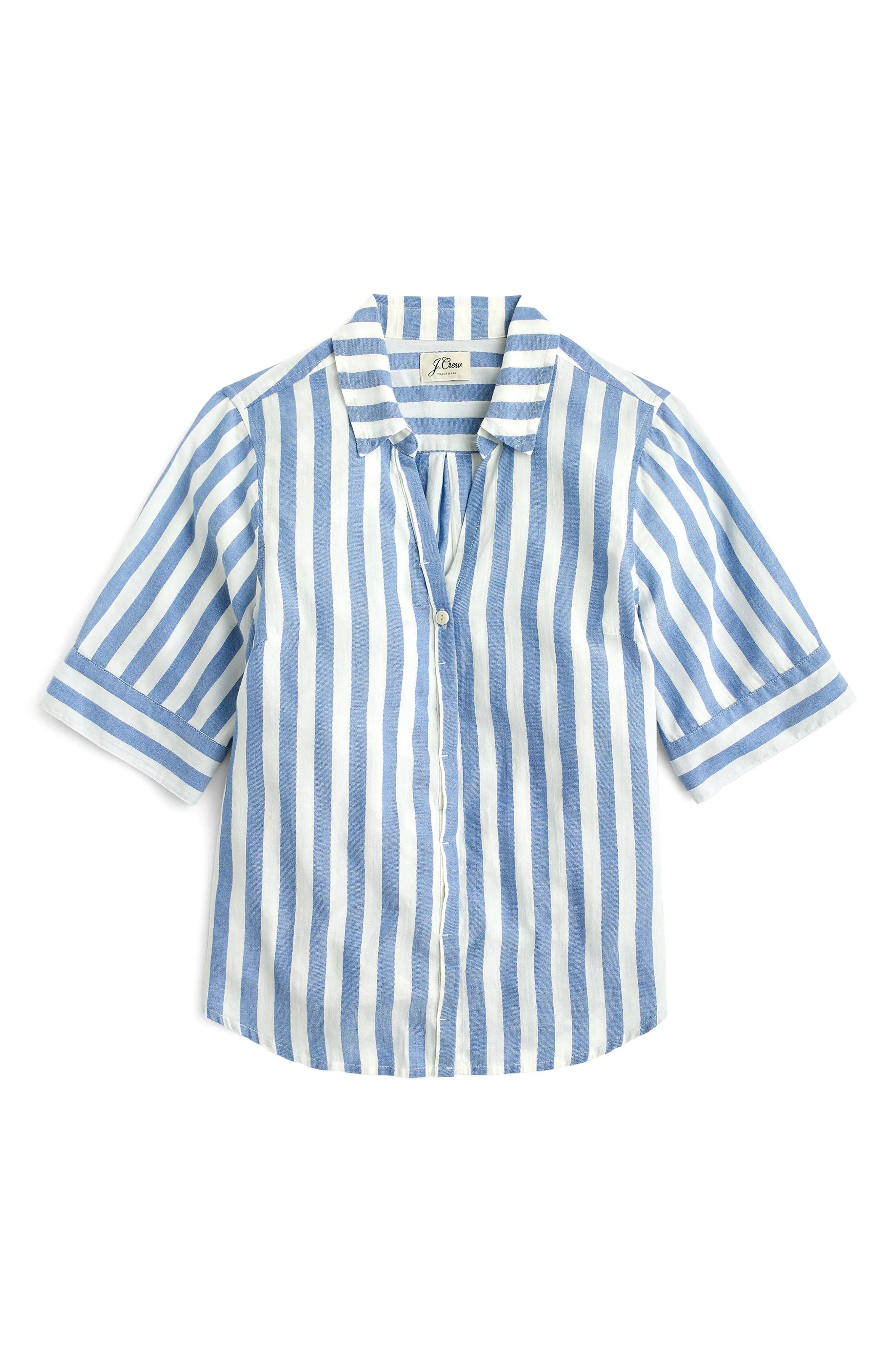 J.Crew Wide Stripe Short Sleeve Button-Up Shirt | Nordstrom