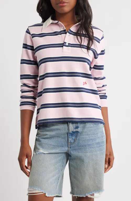 Damson Madder Cassia Shrunken Organic Cotton Rugby Shirt in Pink at Nordstrom, Size 14 Us | Nordstrom