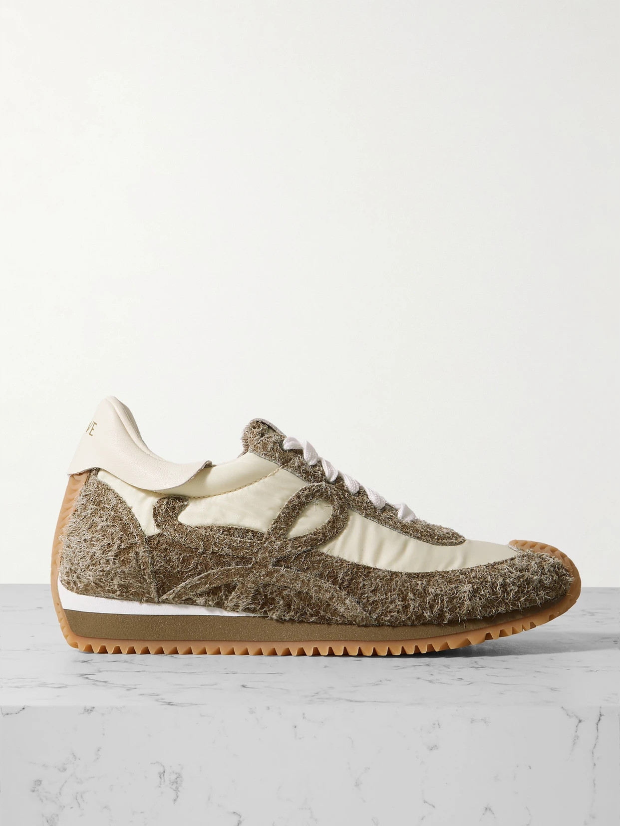 Loewe - Flow Runner Leather-trimmed Shell And Brushed Suede Sneakers - Green | NET-A-PORTER (US)