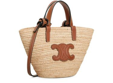 Nano Triomphe Celine classic panier in raffia and calfskin - CELINE | 24S US