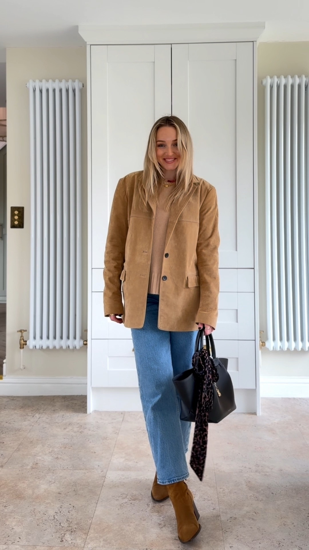 comfy casual put together everyday outfit. a&f straight leg jeans, suede blazer, cos cashmere 

#LTKXAbercrombieDenim #LTKuk #LTKspring