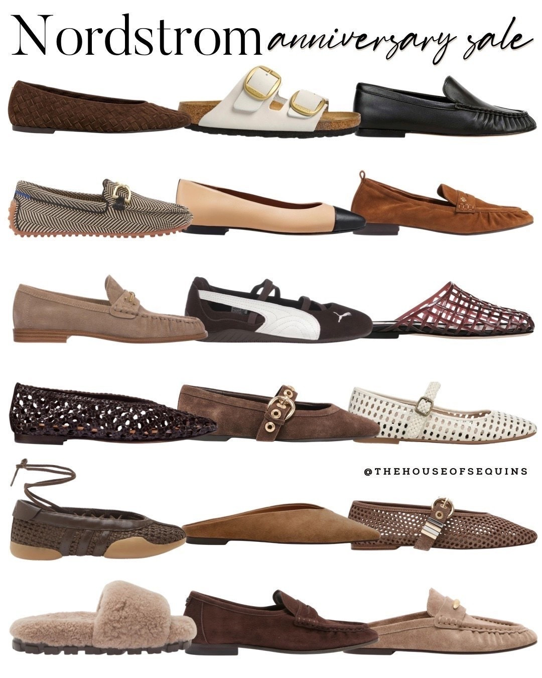 Shop Nordstrom Anniversary Sale shoes, Birkenstock sandals, Rothy’s and Tory Burch loafers, ballet flats, Mary Jane flats, woven flats, Ugg slippers, mesh flats
