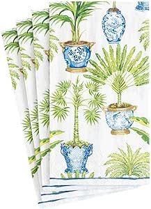 Caspari Potted Palms Paper Guest Towel Napkins in White, Two Packs of 15 | Amazon (US)