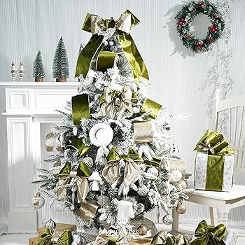 Moss Velvet Wired Ribbon with Glitter Back 4 Inch Green and Gold Christmas Ribbon Wired Olive Rib... | Amazon (US)