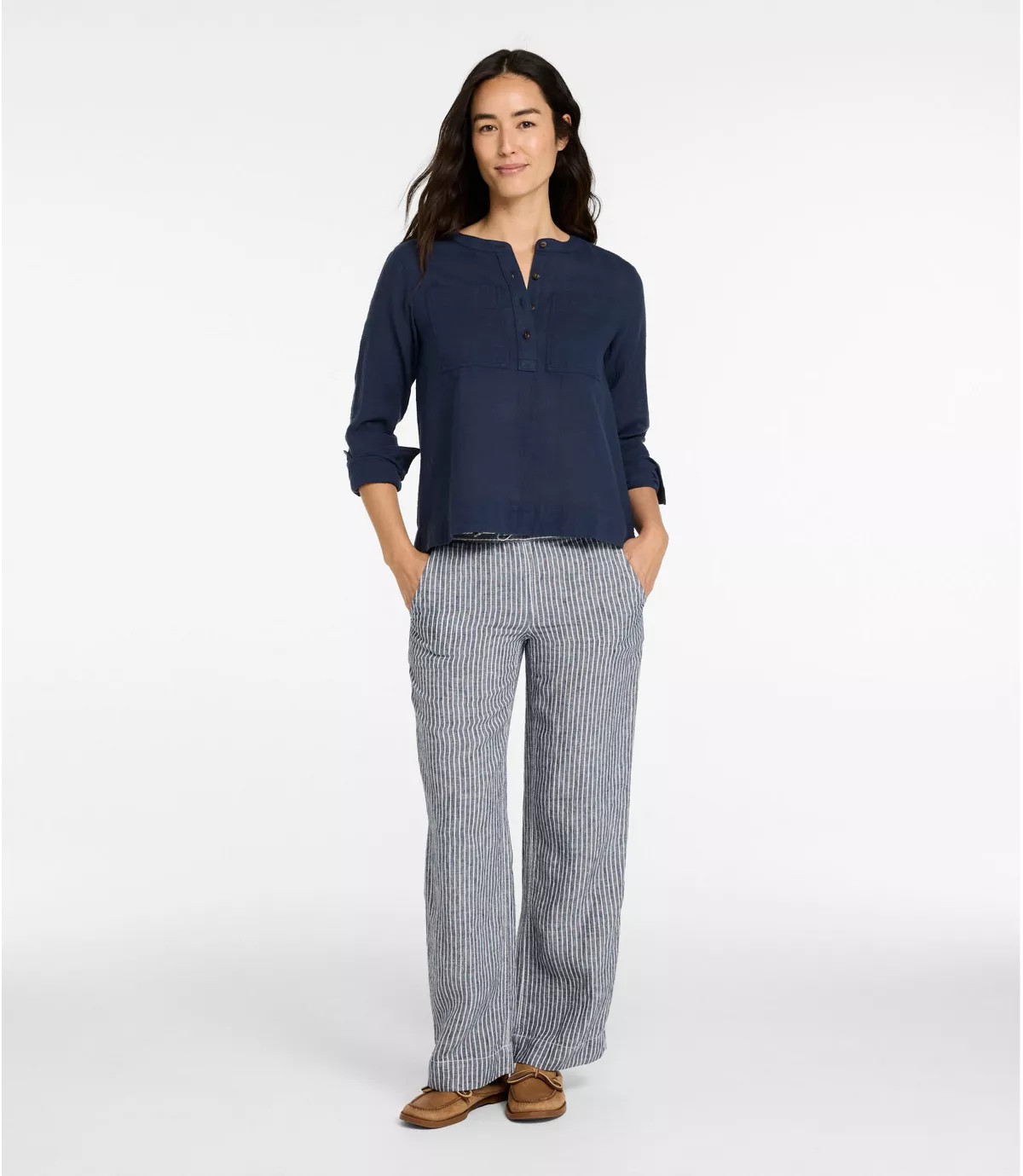 Women's Premium Washable Linen Pull-On Pants, Stripe | L.L. Bean