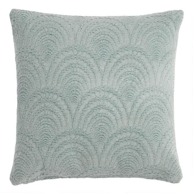 Sage Green Fan Jacquard Throw Pillow | World Market